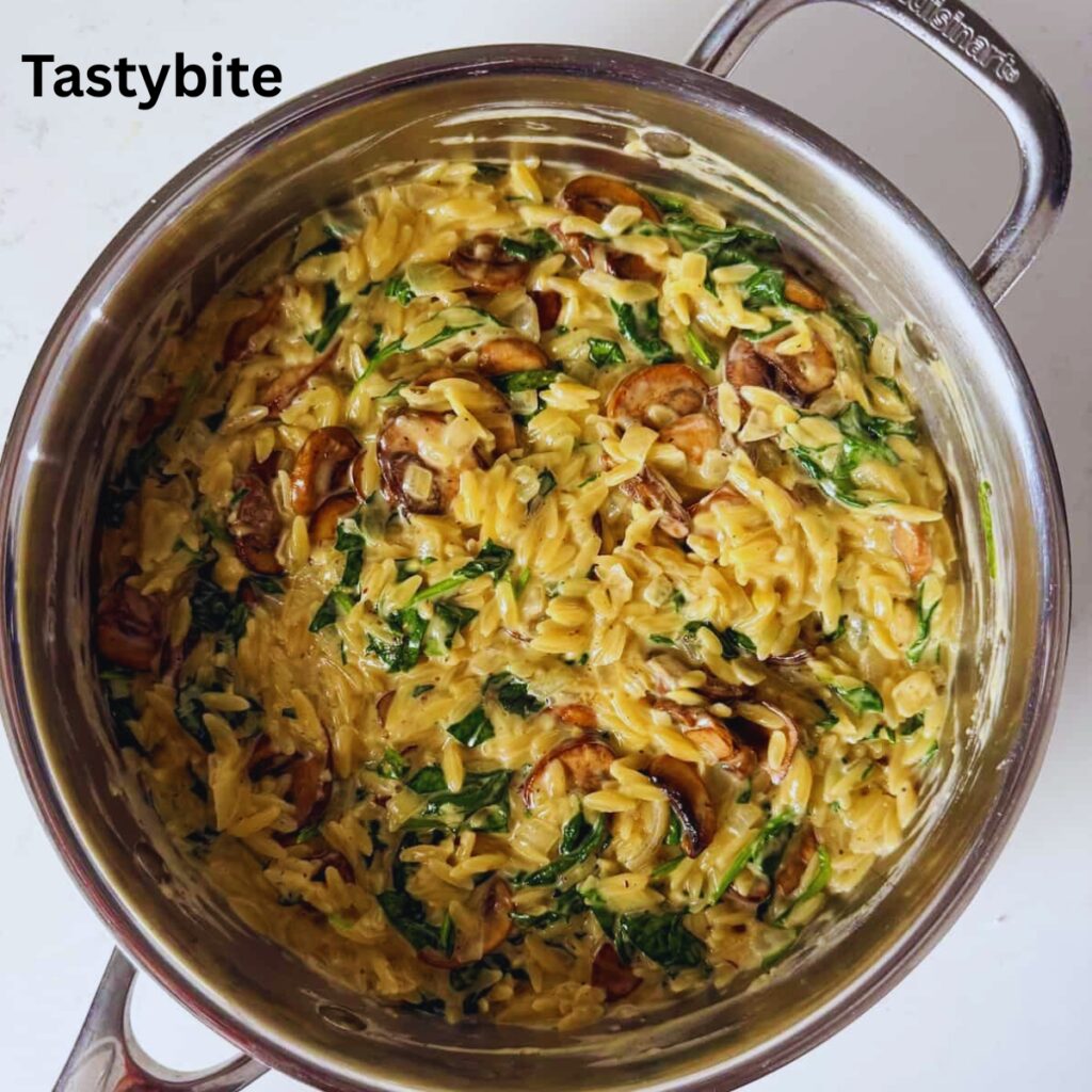 Finished Mushroom spinach Orzo