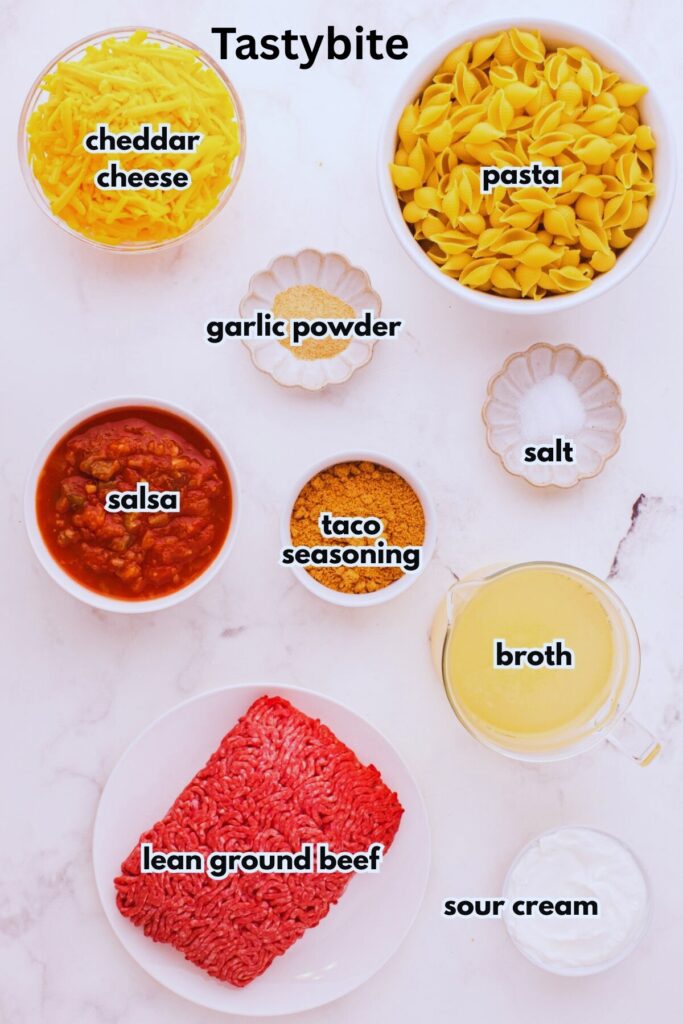 Ingredients for Instant Pot Taco Pasta