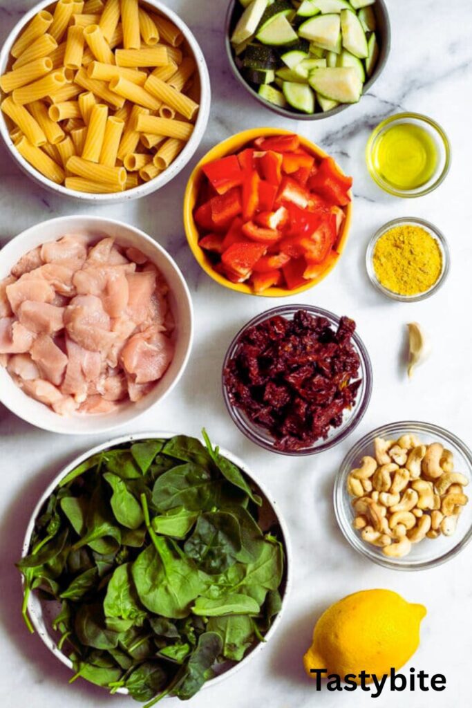 Ingredients for One Pot Creamy Sun-Dried Tomato Pasta