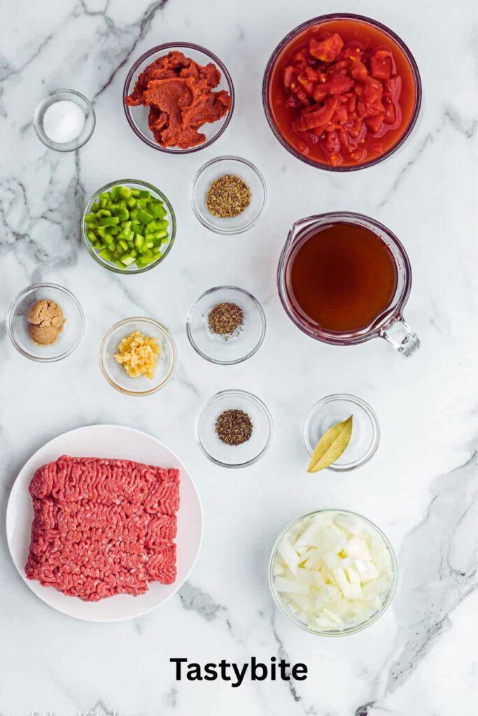 Ingredients needed for Ground Turkey Spaghetti