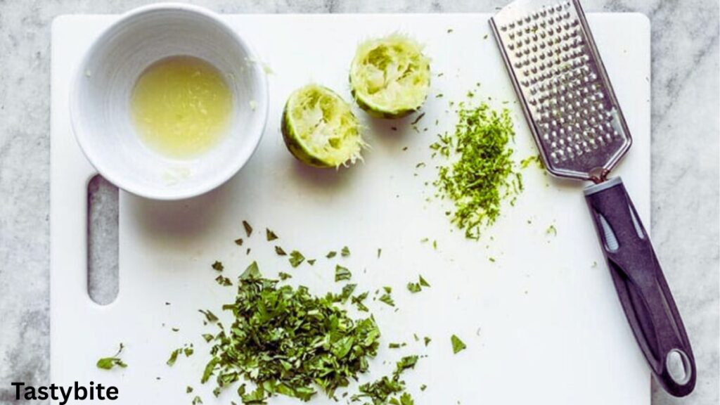 Juiced and Zested lime, chopped Cilantro 