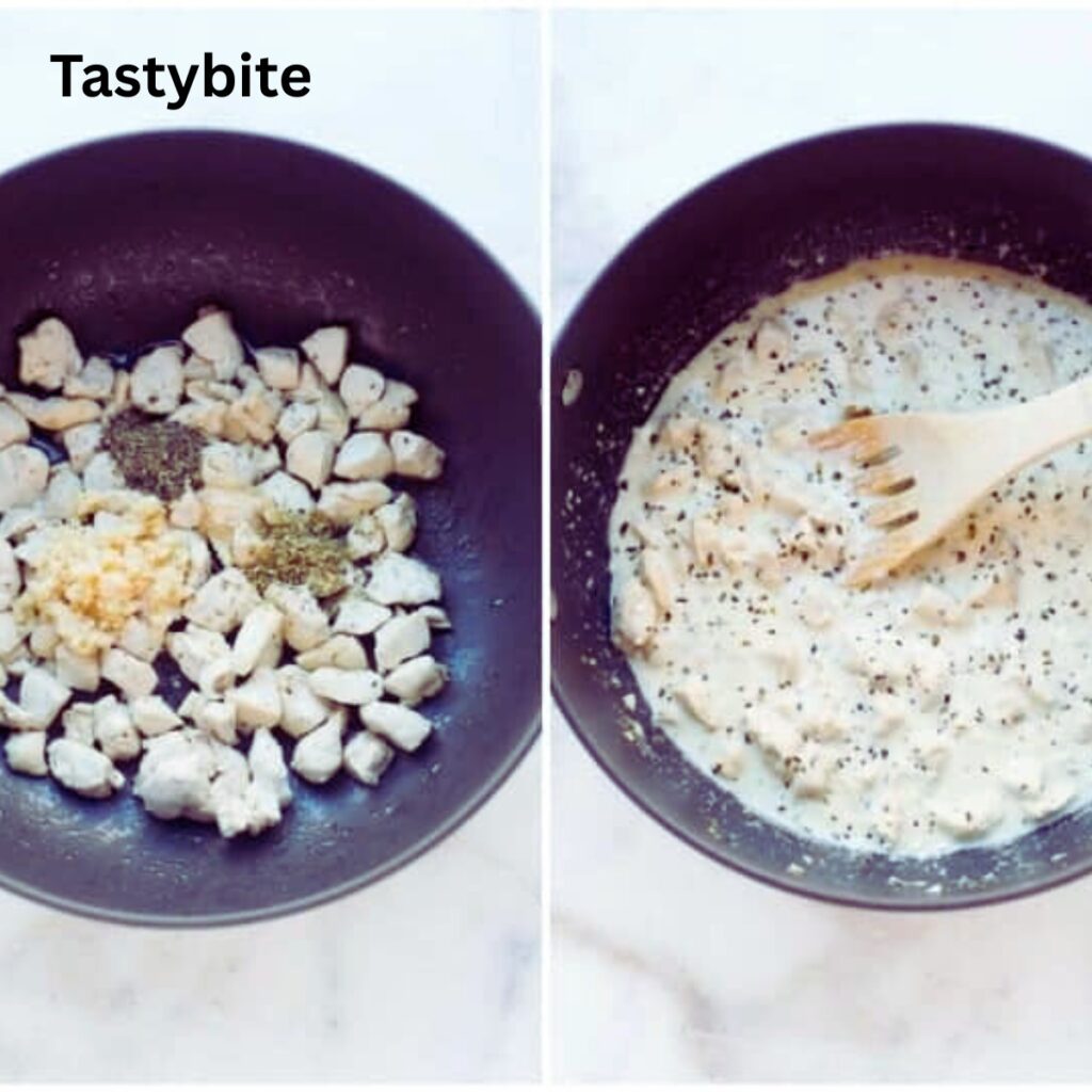 Making creamy chicken