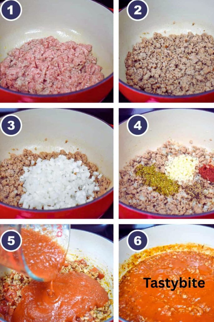 Making ground turkey spaghetti