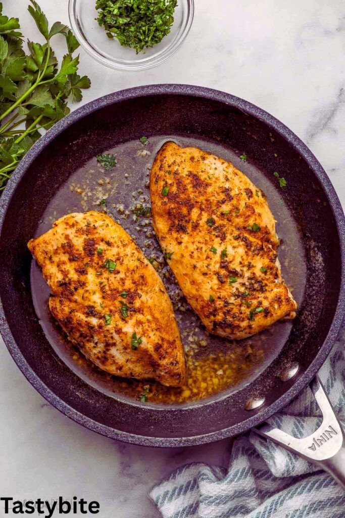 Pan-fried chicken breasts