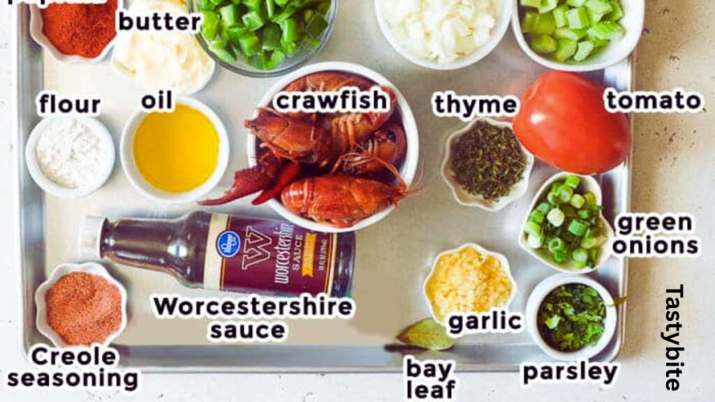 Ingredients for cajun seafood pot pie
