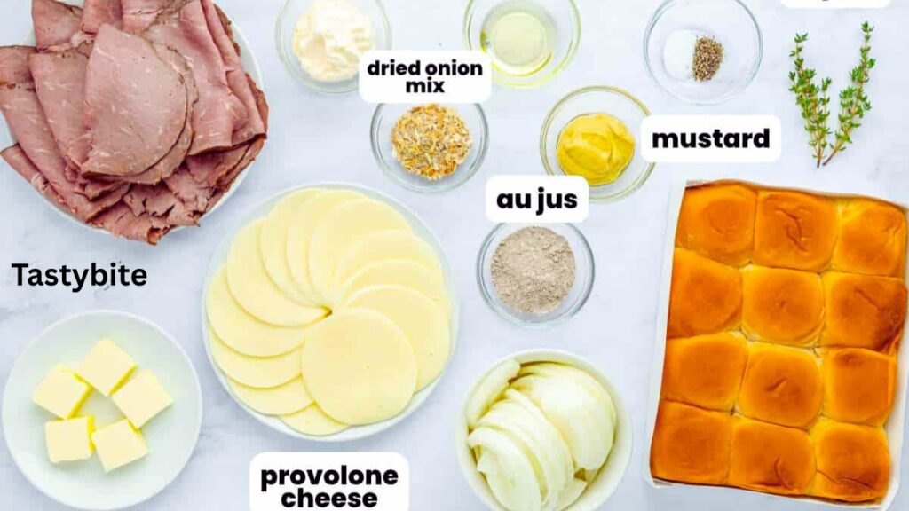 Ingredients needed for french dip sliders