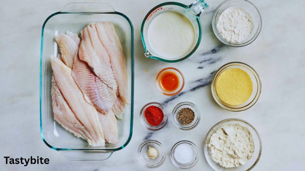 Ingredients for Fried Catfish Nuggets with Flour