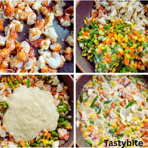 Process to make cajun seafood pot pie
