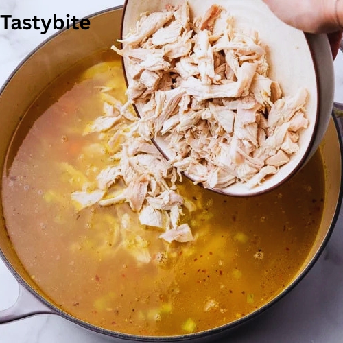 Adding chicken to Chicken Noodle Soup