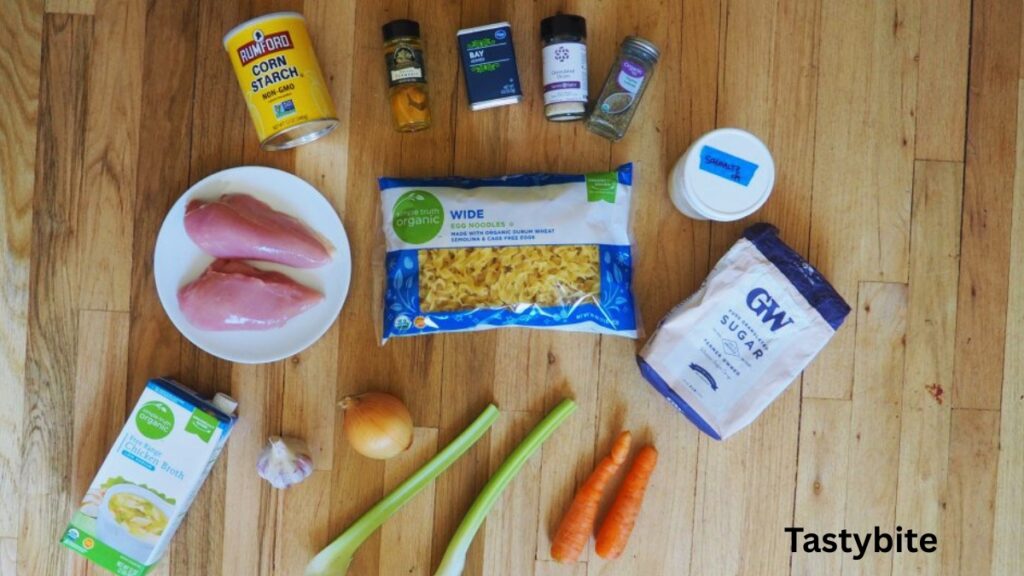Ingredients for the Panera chicken noodle soup recipe