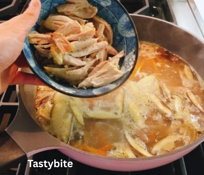 Adding shreded chicken
