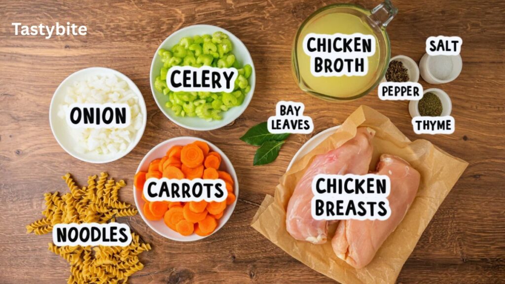 Ingredients for Italian chicken noodle soup recipe