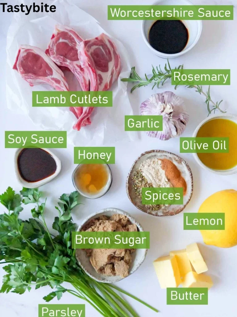 Ingredients for honey garlic lamb chops recipe