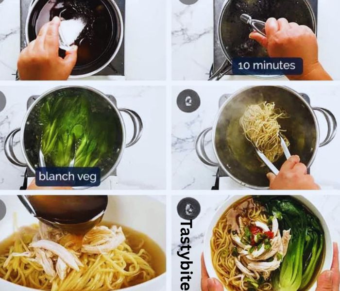 Process of how to make Chinese chicken noodle soup